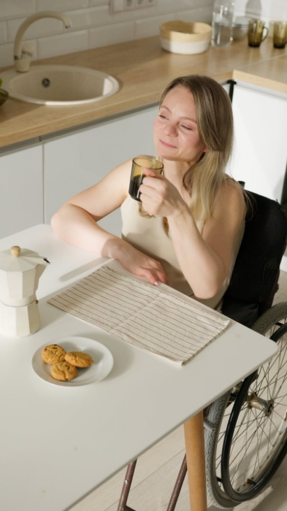 woman on dining table
